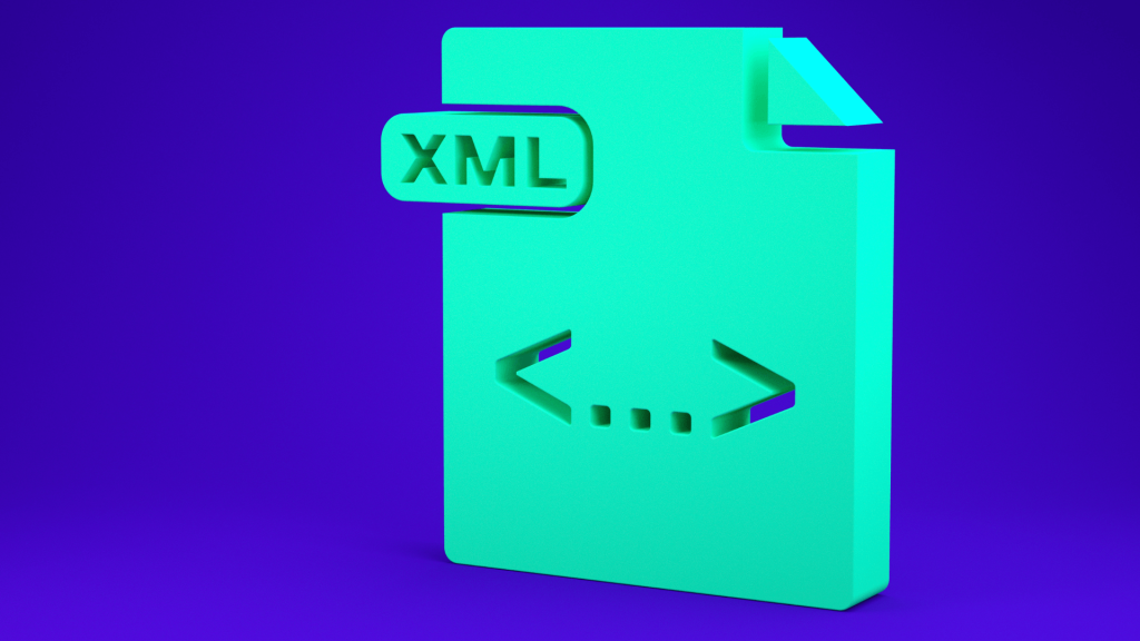 a green XML icon against a dark blue background